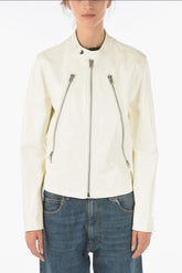 MM6 Front Zipped Leather Jacket